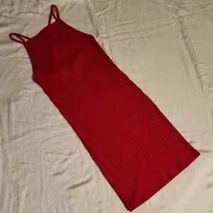 Forever 21 Red Ribbed Midi Dress